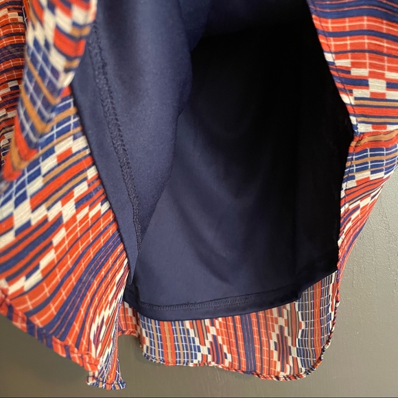 Judith March Geometric Aztec Abstract Print One Shoulder Flare Sleeve Top - Picture 5 of 9